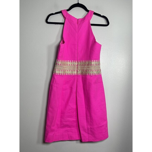 LILLY PULITZER Ashlyn Shift Dress Size 2 Pink Gold Preppy Vibrant Embellished - Picture 6 of 14